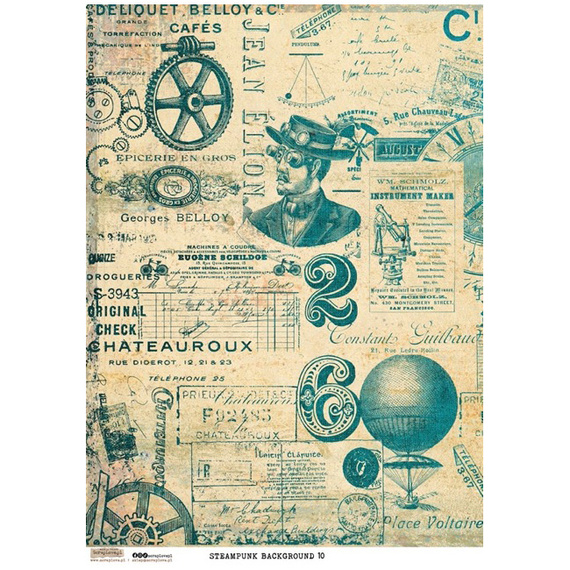Papier ryżowy A4 - Scraplove - Steampunk Tło - Steampunk Background 10