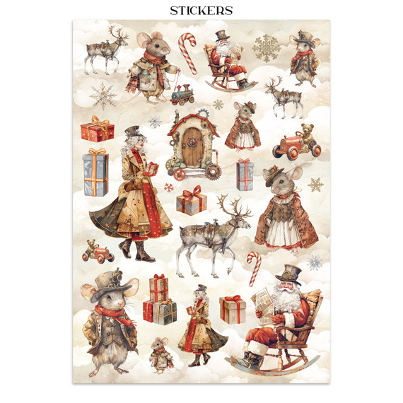 Zestaw papierów, naklejek i elementów Junk Journal - Gear Up For Christmas - Stamperia