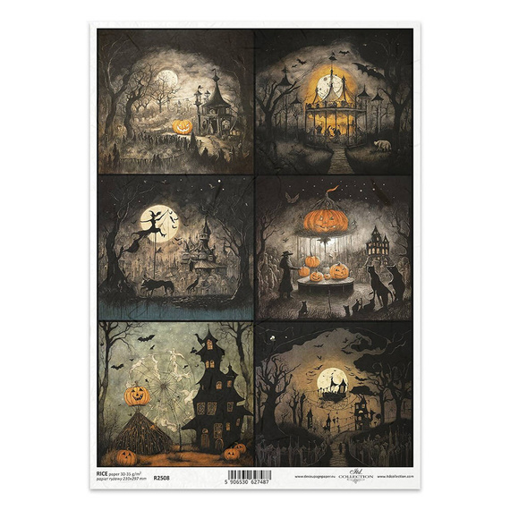 Papier ryżowy do decoupage A4 ITD-R2508 mroczny krajobraz karuzela zamek