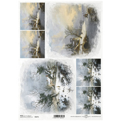 Papier ryżowy do decoupage A4 ITD-R2271 zimowe widoczki