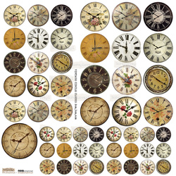 Naklejki papierowe - ScrapLove - Vinatge Circle Clocks 1 - Zegary