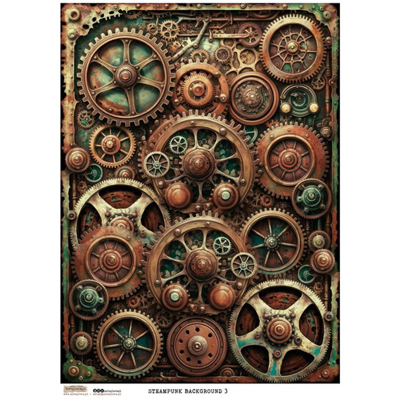 Papier ryżowy A4 - Scraplove - Steampunk Tło - Steampunk Background 3
