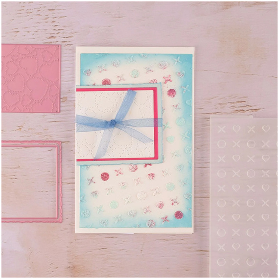 Folder do embossingu - Nellie's Choice - EF3D107 serduszka kółeczka i krzyżyki