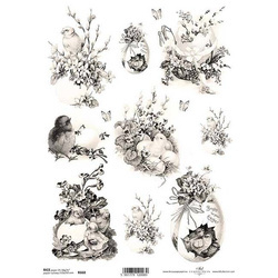 Papier ryżowy do decoupage A4 ITD-R668 - kurczaczki, pisanki