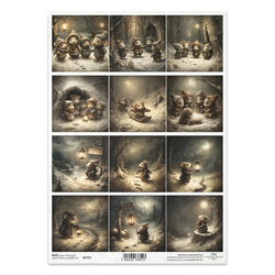 Papier ryżowy do decoupage A4 - myszka, latarnia, zima, noc - R2737 - Itd Collection