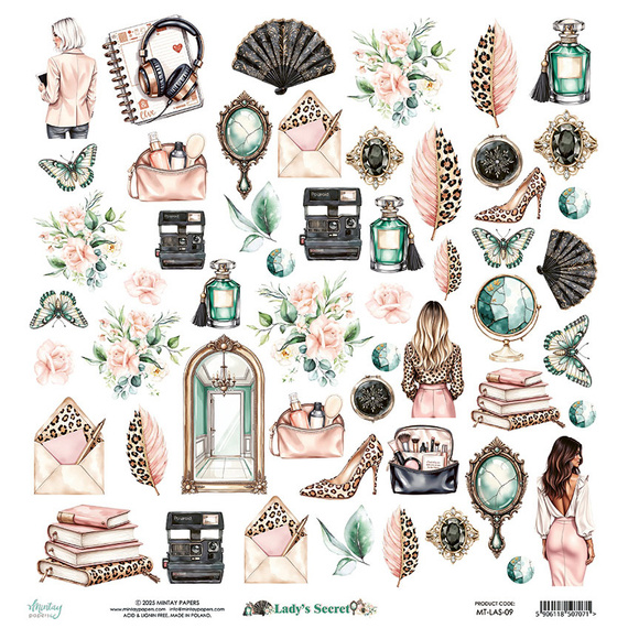 Papier z elementami do scrapbookingu 30x30 - Mintay - Lady's Secret