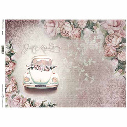 Papier ryżowy do decoupage, samochód do ślubu ITD-R385L - A3