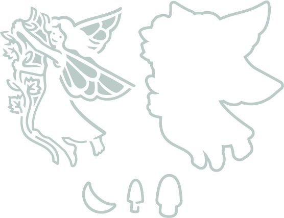 Wykrojnik Sizzix Thinlits - Fairy #1 wróżka księżyc grzyb