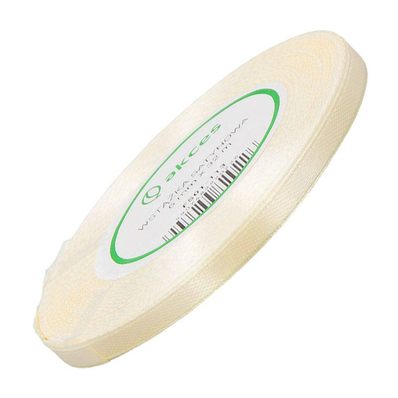 Wstążka satynowa  jasna ecru 6mm - 32mb