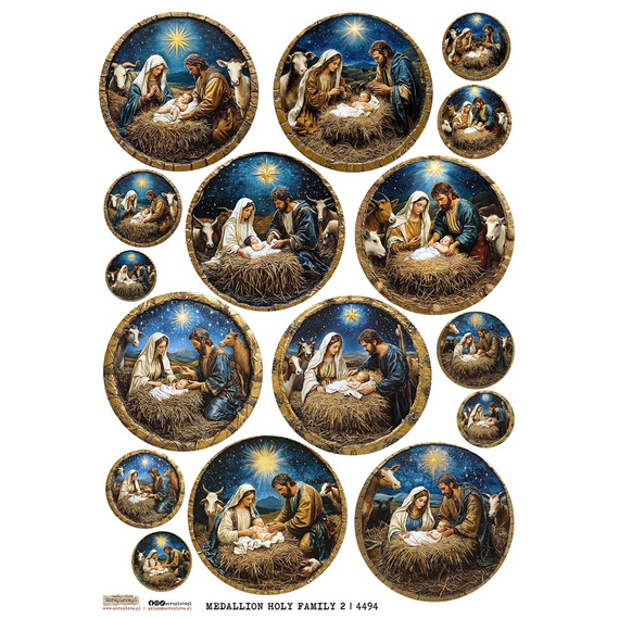 Papier ryżowy A4 - Scraplove - Medallion Holy Family 2 - Medaliony Święta Rodzina 2