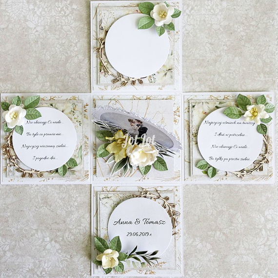 Pudełko exploding box kremowe 10x10x10 - Rzeczy z papieru