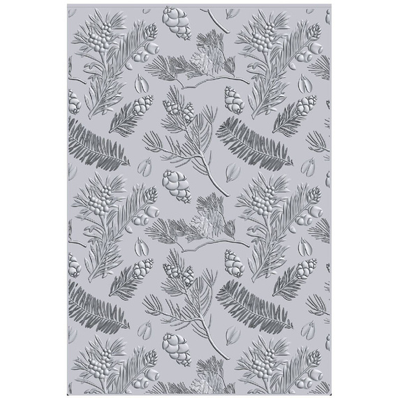 Folder do wytłaczania A5 Textured Impressions Sizzix - Pines by 49 and Market gałązki szyszki
