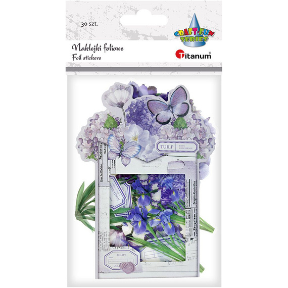 Naklejki foliowe - Fioletowe kwiaty i etykietki