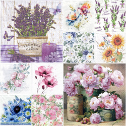 Zestaw kwiatowych serwetek do decoupage 33x33cm - 10szt