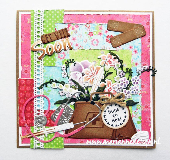 Wykrojnik - Marianne Design - Get Well Soon CR1318 napis życzenia zdrowia