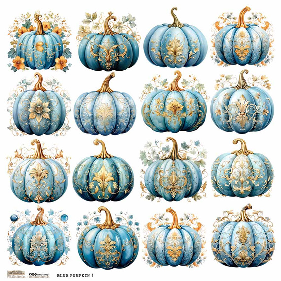 Naklejki papierowe - ScrapLove - Blue Pumpkin 1 niebieskie dynie