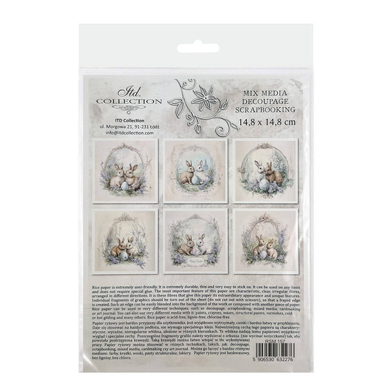 Zestaw papierów ryżowych - zajączki wielkanocne - RSM175 - Itd Collection