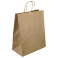 Torebka papierowa eko kraft brązowa - mała - 180x80x210mm uchwyt skręcany