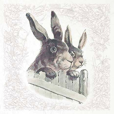 Zestaw papierów ryżowych - ITD RSM070 vintage, zające wielkanocne