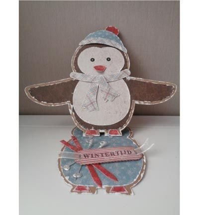 Szablon do odrysowania i wycinania Dutch Doobadoo - Pingwin - baza kartki