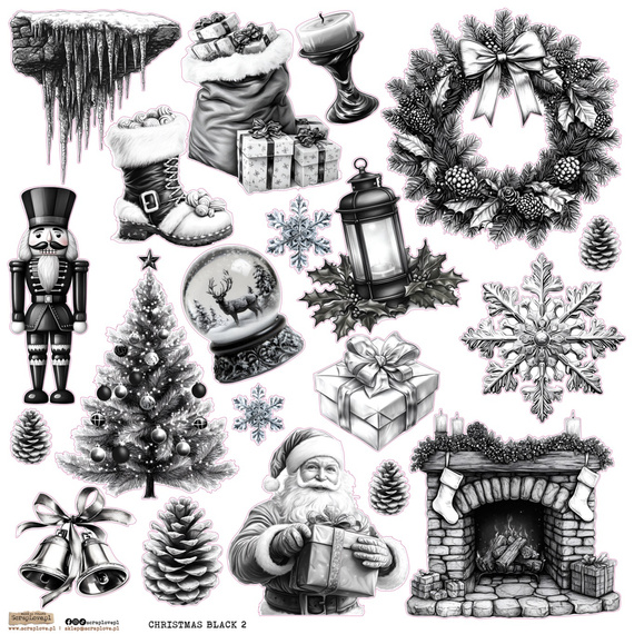 Naklejki papierowe - ScrapLove - Christmas Black 2 - Święta na czarno 2