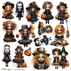 Naklejki - ScrapLove - Halloween Girls 1 dziewczynki z dyniami