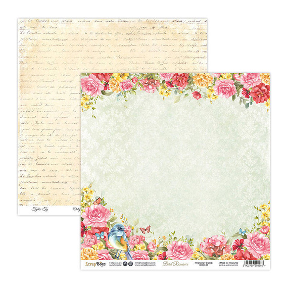 Zestaw papierów do scrapbookingu 30x30 - Scrapboys - Bird Romance