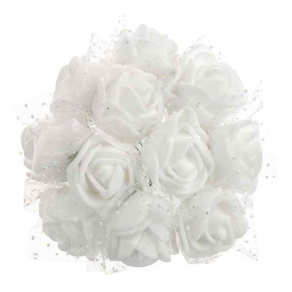 Kwiatki piankowe białe z tiulem