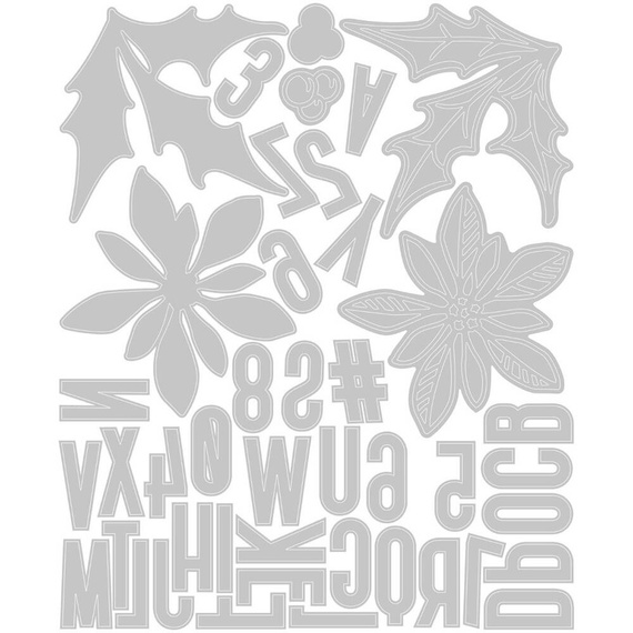 Wykrojnik Sizzix Thinlits - Vault Seasonal Sketch by Tim Holtz alfabet poinsecja