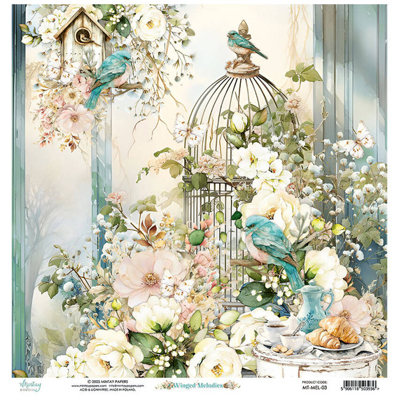 Papier do scrapbookingu 30x30 - Mintay - Winged Melodies 03