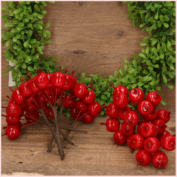 Jabłuszka lakierowane na druciku - 6szt