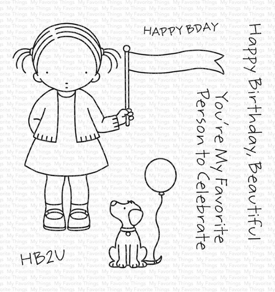 Stempel - My Favorite Things - Birthday Buddies dziewczynka z chorągiewką