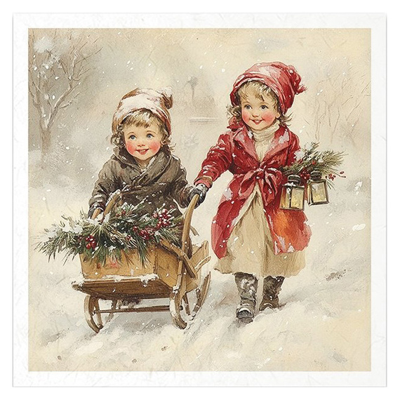 Zestaw papierów ryżowych - dzieci vintage, Boże Narodzenie - RSM185 - Itd Collection