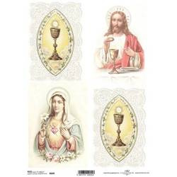 Papier ryżowy do decoupage A4 ITD-R689 Jezus Maria kielich hostia