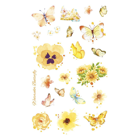 Naklejki foliowe - Żółte kwiaty i motyle