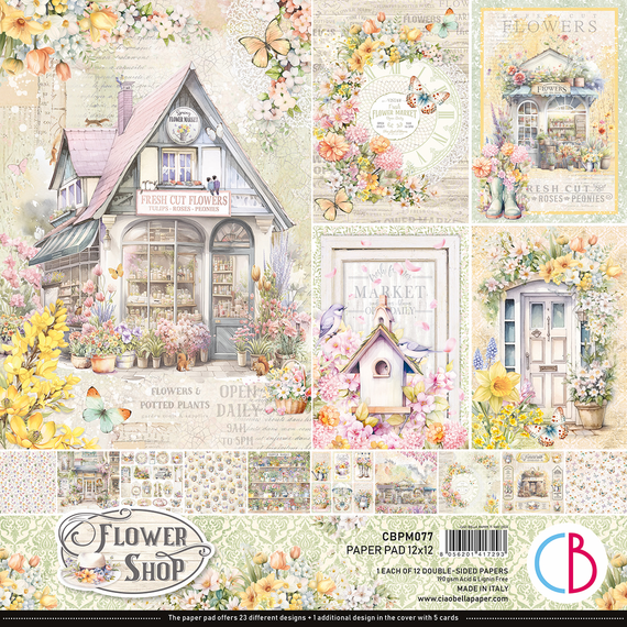 Zestaw papierów do scrapbookingu 30x30cm - Ciao Bella - Flower Shop