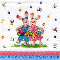 Serwetka do decoupage 33x33cm - Spring Dance zajączki