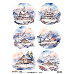 Papier ryżowy A4 - Scraplove - Winter Mountains 4 - Zimowe góry