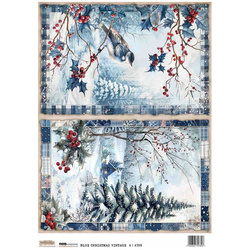 Papier ryżowy A4 - Scraplove - Christmas Blue Vintage 4 - Świąteczne niebieskie retro