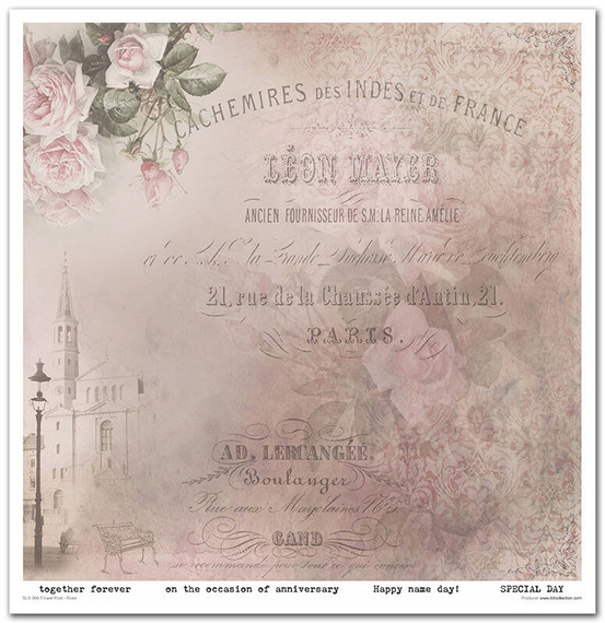 Zestaw papierów do scrapbookingu 30x30 - Itd Collection - Flower Post - Rose