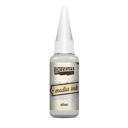 Tusz alkoholowy Media Ink - Pentart - srebrny / metalic silver 20ml