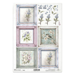 Papier ryżowy do decoupage A4 - ramki kwiaty 3D - R2609 - Itd Collection