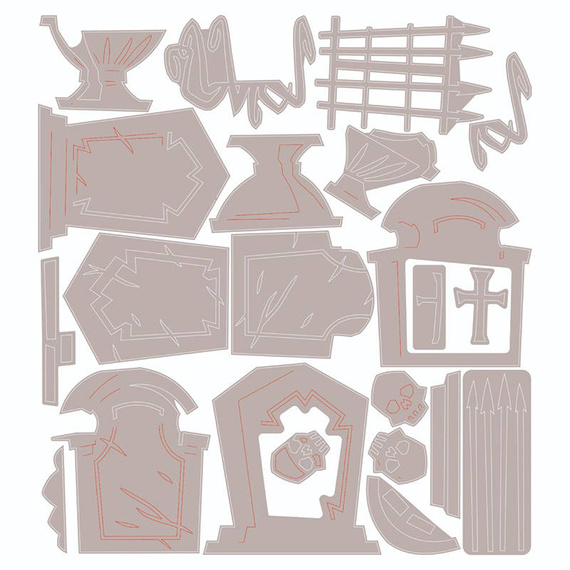 Wykrojnik Sizzix Thinlits - Graveyard, Colorize by Tim Holtz cmentarz