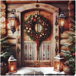 Serwetka do decoupage 33x33cm - Świąteczne drzwi - 1szt