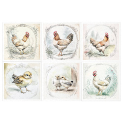 Zestaw papierów ryżowych - koguty kurczaczki - RSM158 - Itd Collection