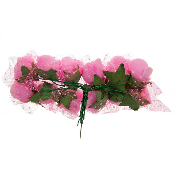 Kwiatki piankowe różowe z tiulem
