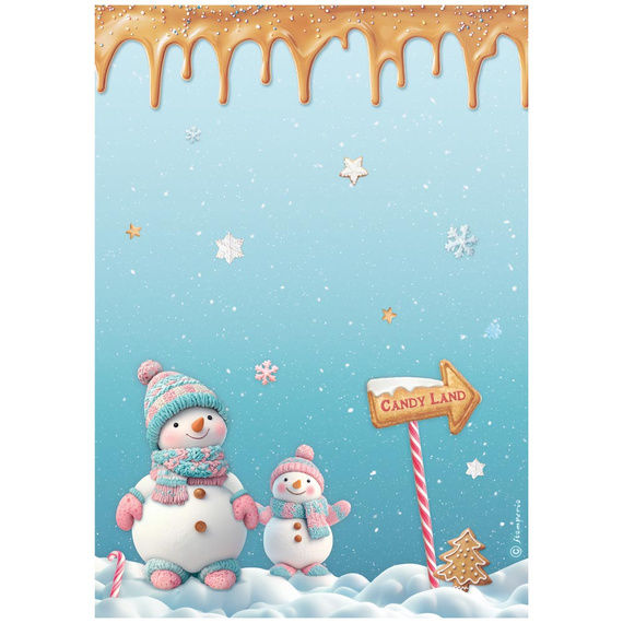 Papier ryżowy do decoupage A4 - Candy Christmas - bałwanek - Stamperia