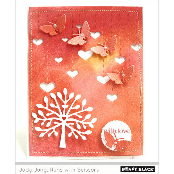 Wykrojnik - Penny Black - Tree Hug - drzewo z serduszkiem