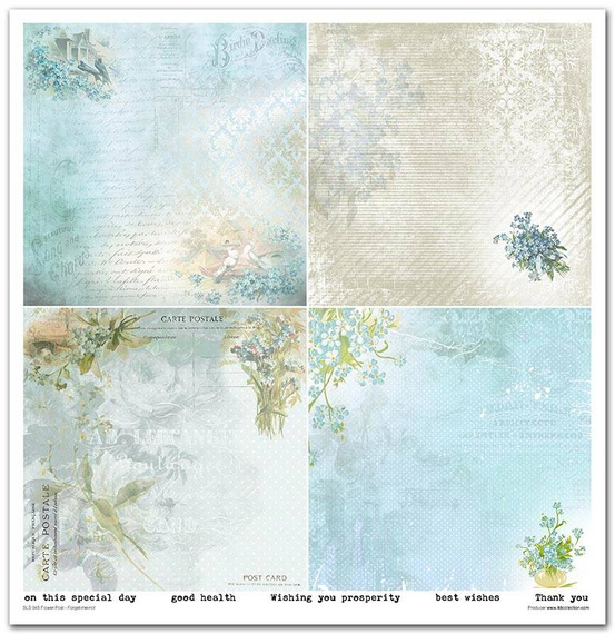 Zestaw papierów do scrapbookingu 30x30 - Itd Collection - Flower Post - Forget me not