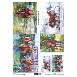 Papier ryżowy do decoupage ITD-R1218, malarstwo, konie